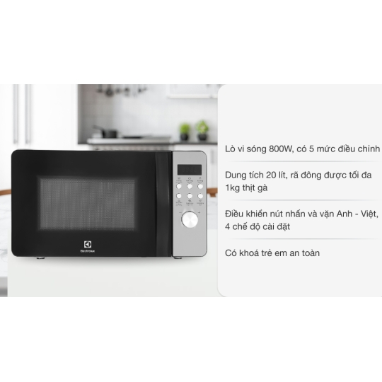Tụ lò vi sóng Electrolux – Giải pháp tối ưu cho đồ dùng bền đẹp và an toàn